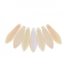 Czech Glass Daggers beads 5x16mm Crystal yellow rainbow matted